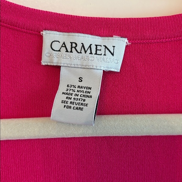 Carmen Marc Valvo Fuchsia Short Sleeve Dress Sz S - Picture 2 of 6